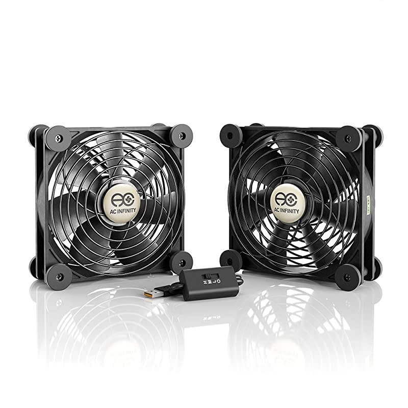 MULTIFAN S7 Quiet Dual 120mm USB Fan ULCertified for Receiver DVR Playstation Xbox Computer Cabinet Cooling