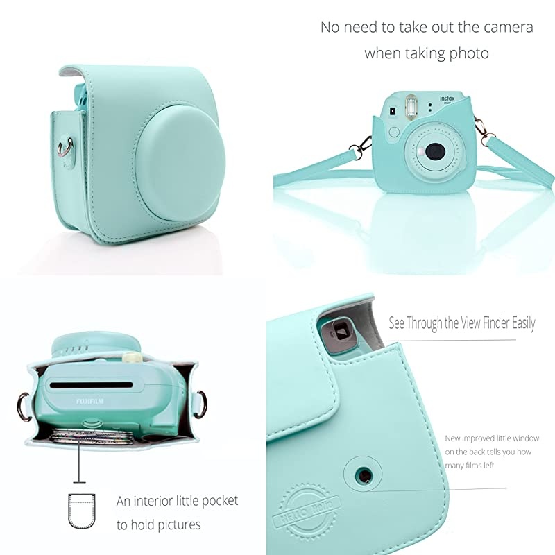 Instax Mini 9 mini 8 Instant Film Camera 8-in-1 Accessories Bundles (Include Instax Mini 8+ Case/ mini Album/message Sticker/Filter/Wall Hang Frames/mini Film Frame/Film Stickers)-Ice Blue