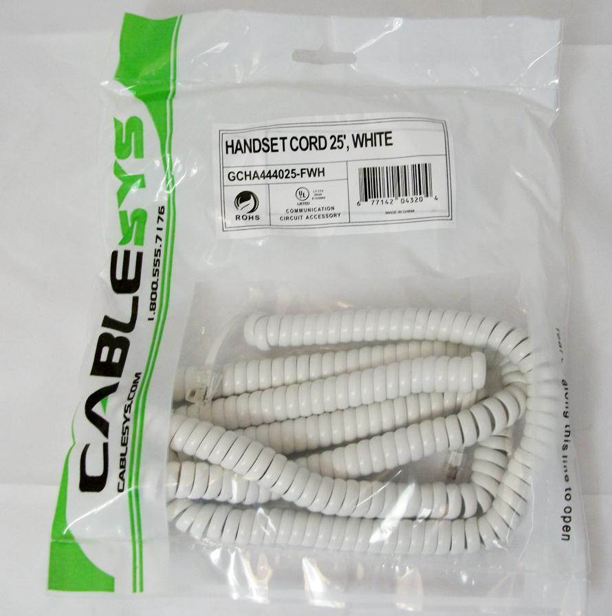 Cablesys 0W GCHA444025-FWH / 25' WHITE Handset Cord