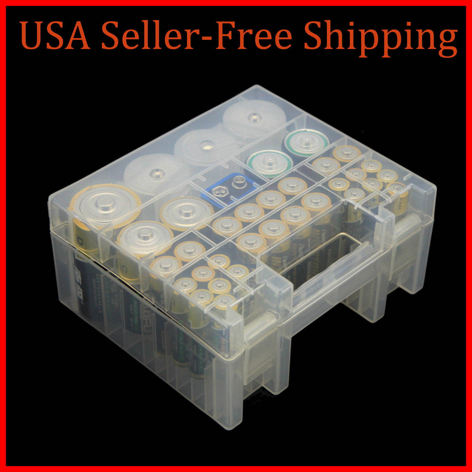 Plastic Battery Box Storage Case Holder Organizer for AA AAA C D 9V Batteries