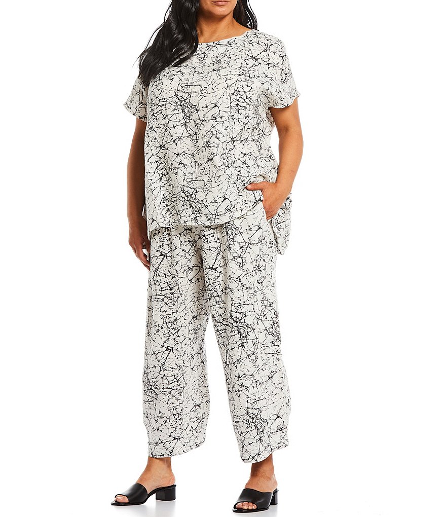 Bryn Walker Plus Size Ivy Cap Sleeve Asymmetrical Linen Shirt