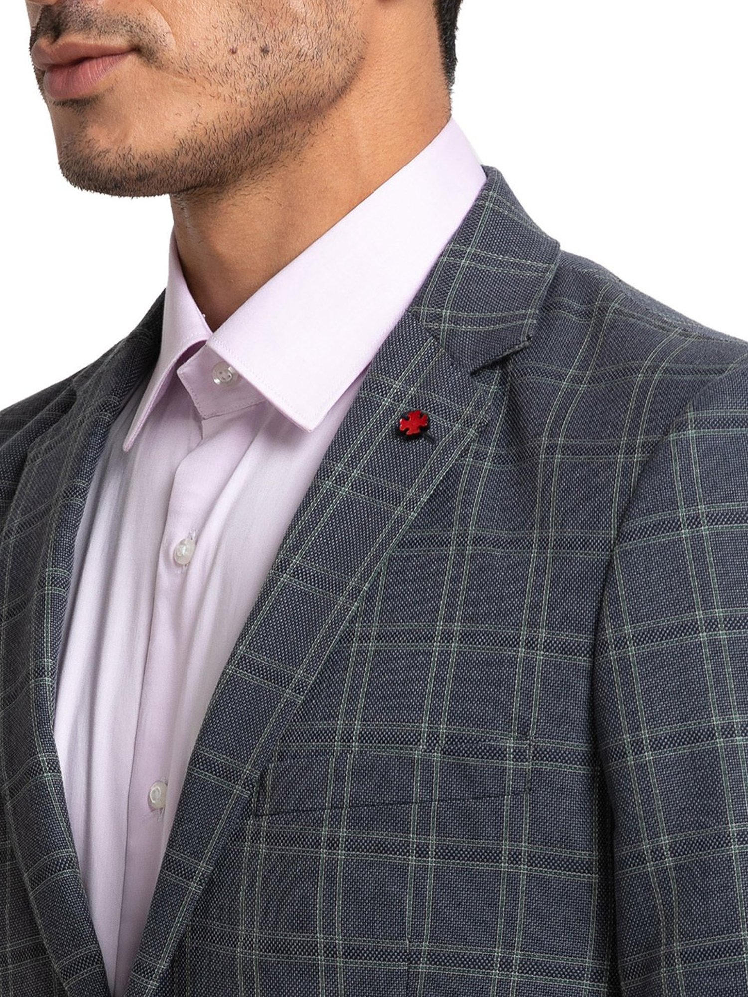 Raymond Grey Check Notched Lapel Blazer