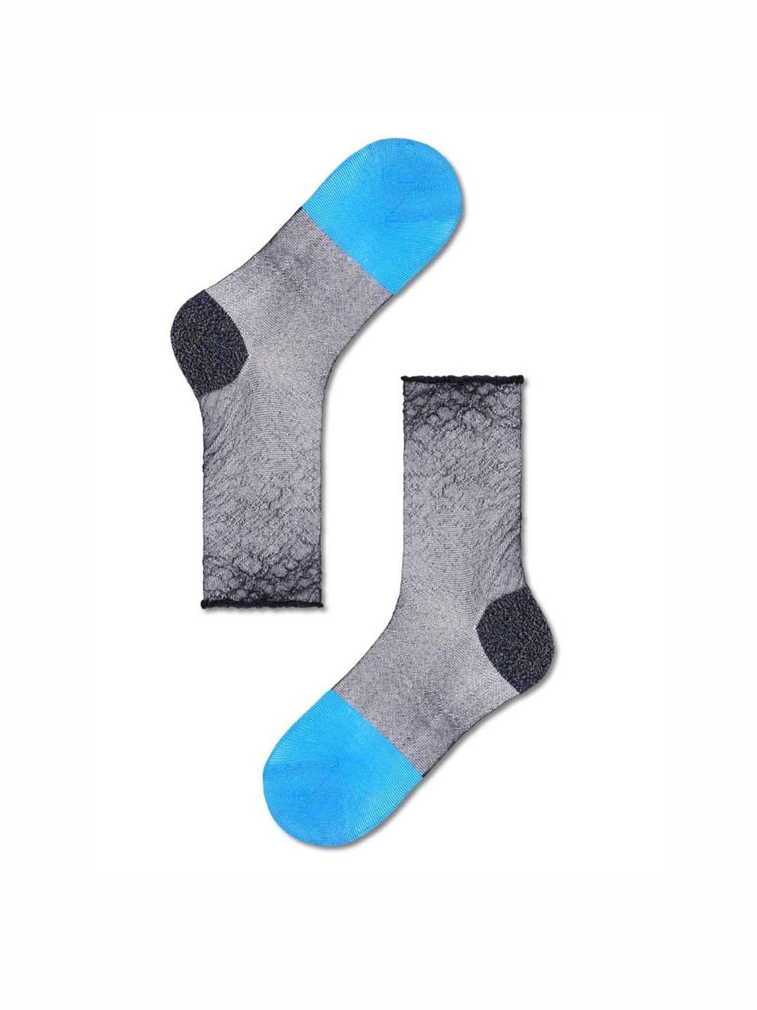 Happy Socks Hysteria Franca Ankle Grey Cotton Color Block Socks (36-38)