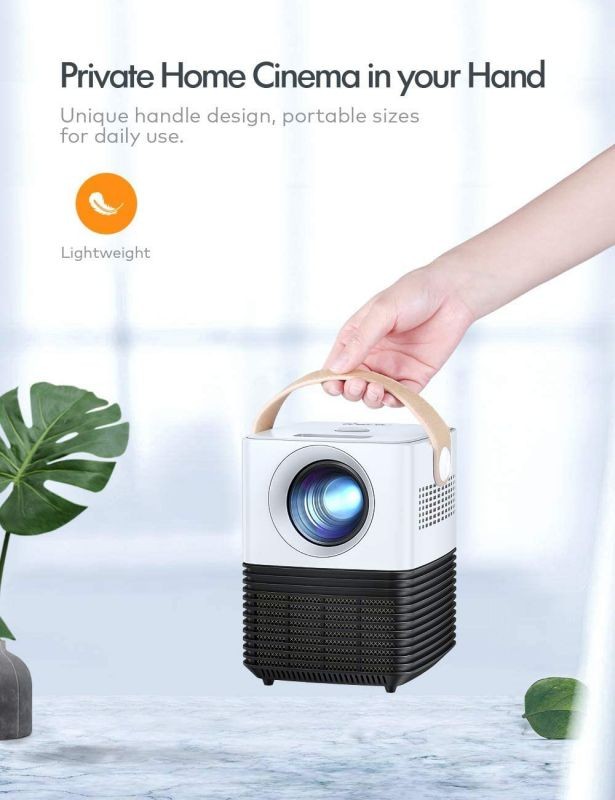 Mini Projector, APEMAN Portable LCD Video Projector, Support 1080P Full HD Home Movie, &plusmn;30&deg; Electronic Keystone Correction, 120" Display, 50000Hrs, Compatible with TV Stick/PS4/Xbox/phone/(No Battery)