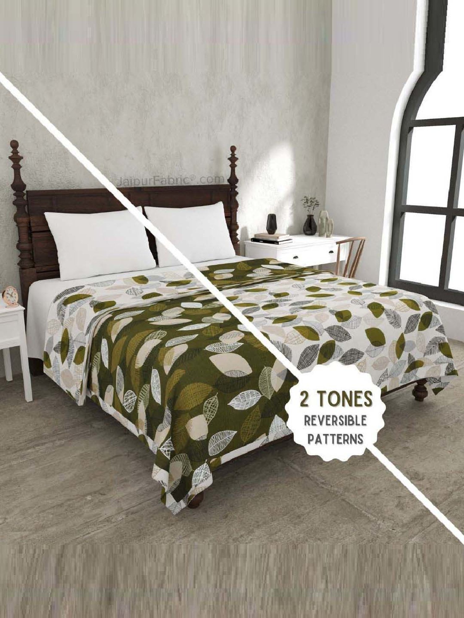 JaipurFabric Jungle Green Mulmul Cotton 150 GSM Reversible Ac Dohar