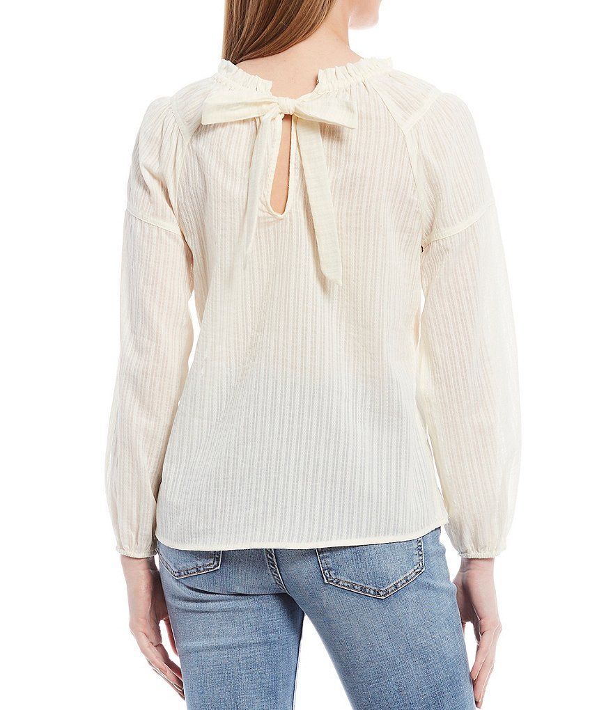 BB Dakota by Steve Madden Up to Here Puff Elbow Sleeve Mock Neck Smocked Top