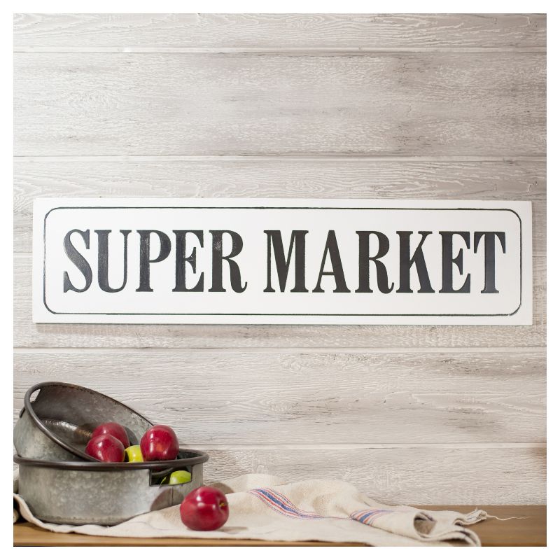 Super Market Wall Décor White & Black (41"x10") - VIP Home & Garden
