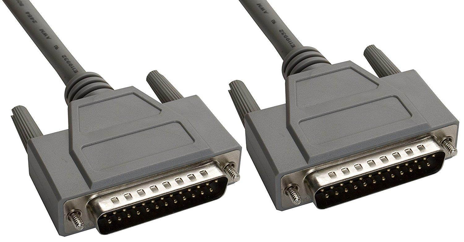 Amphenol CS-DSRHDB25MM-005 DB25 25-Pin D-Sub Cable, Reversible Hardware, Shielded, Male/Male, 5', Gray