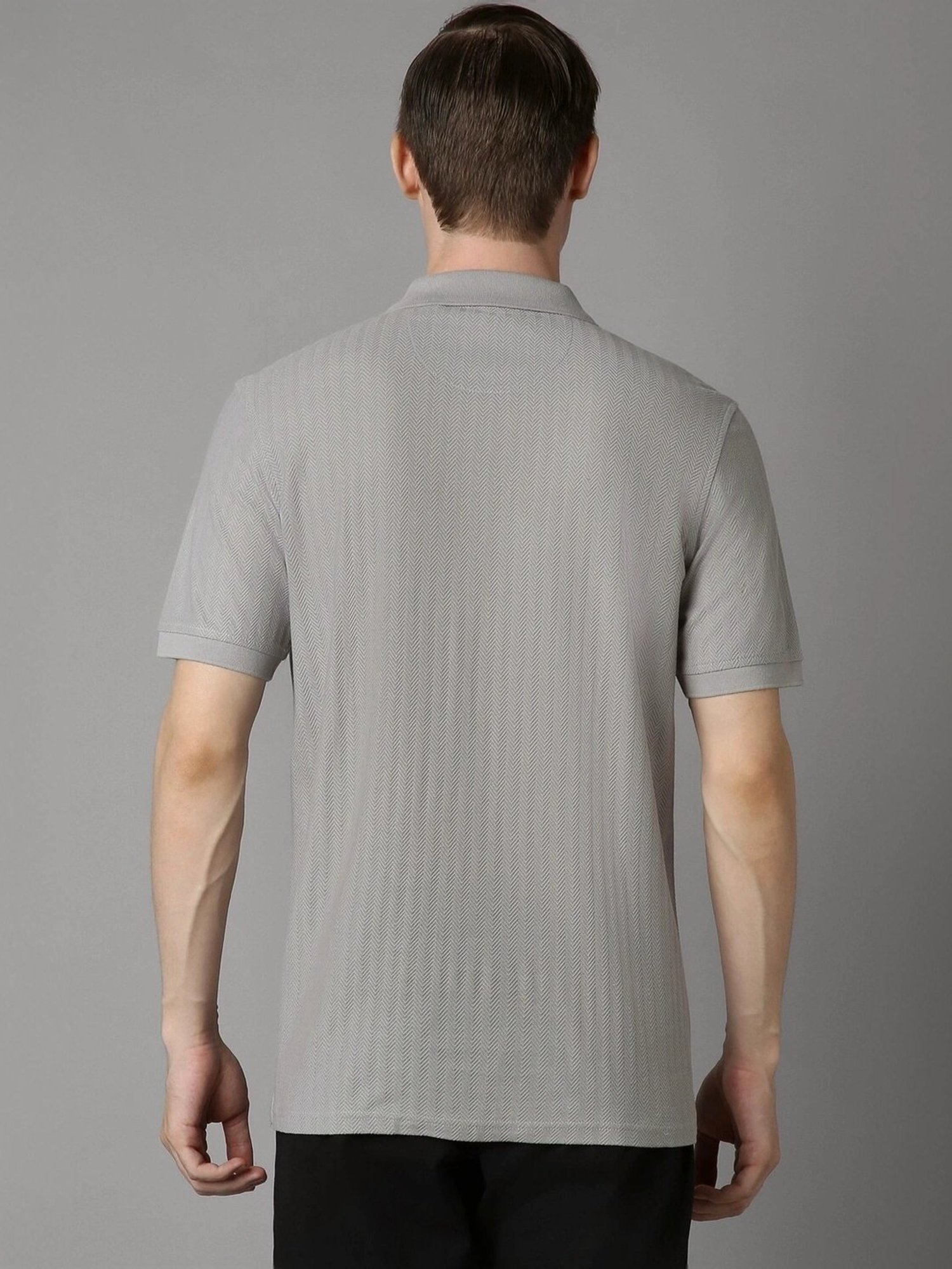 Louis Philippe Grey Cotton Regular Fit Polo T-Shirt