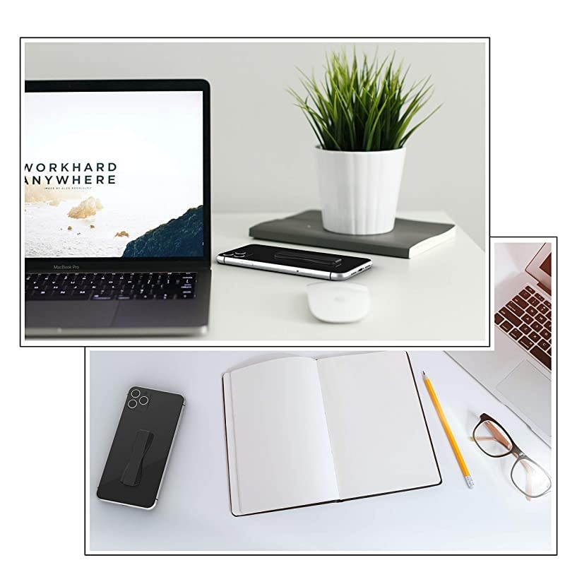 Universal Grip For Smartphone and Mini Tablet BLACK Elastic Strap with Black Base