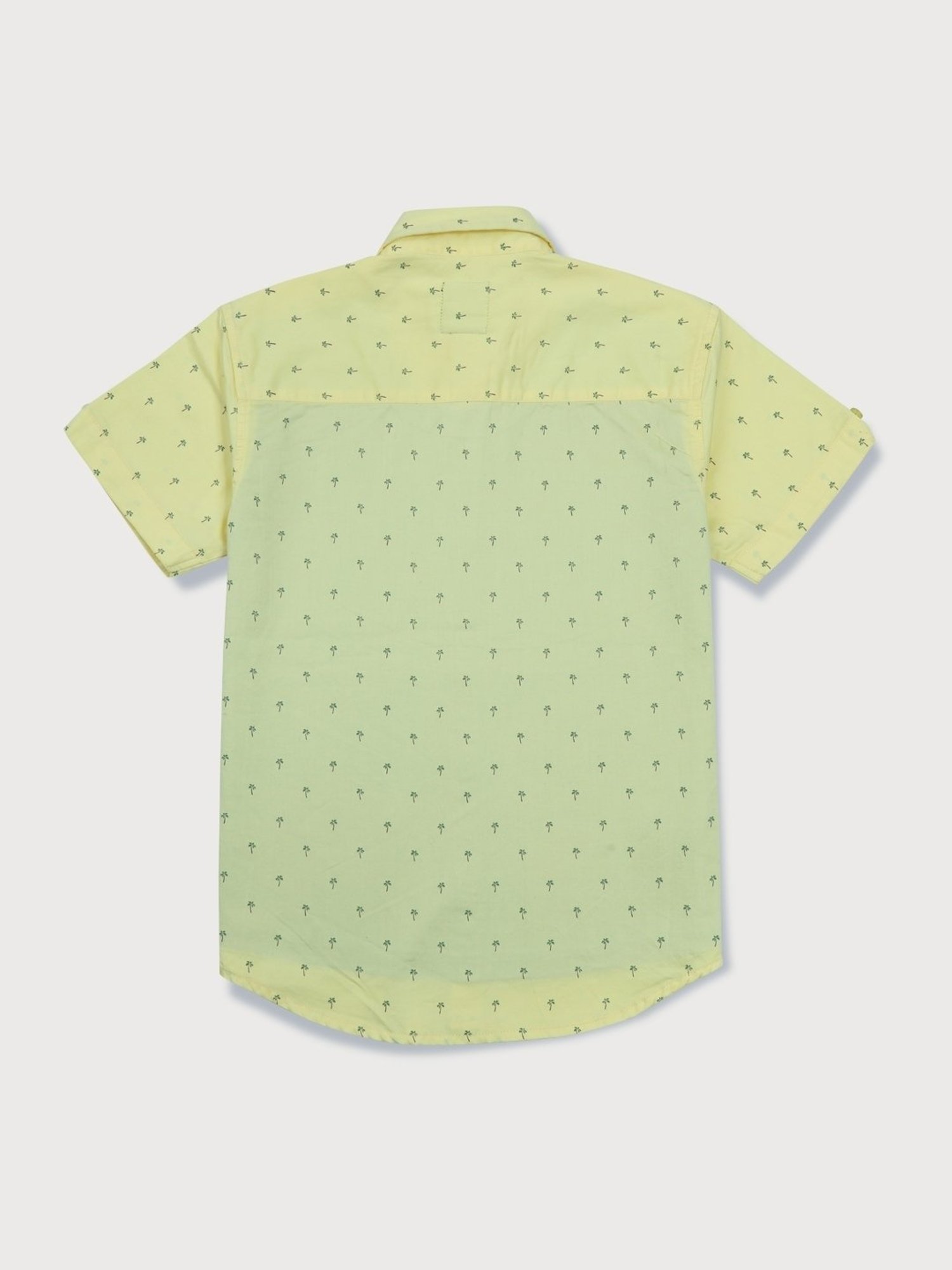 Palm Tree Kids Yellow Cotton Printed Shirt