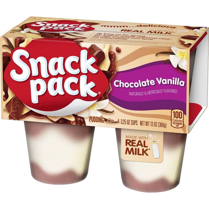 Hunts Snack Pack Chocolate & Vanilla -13oz/4ct