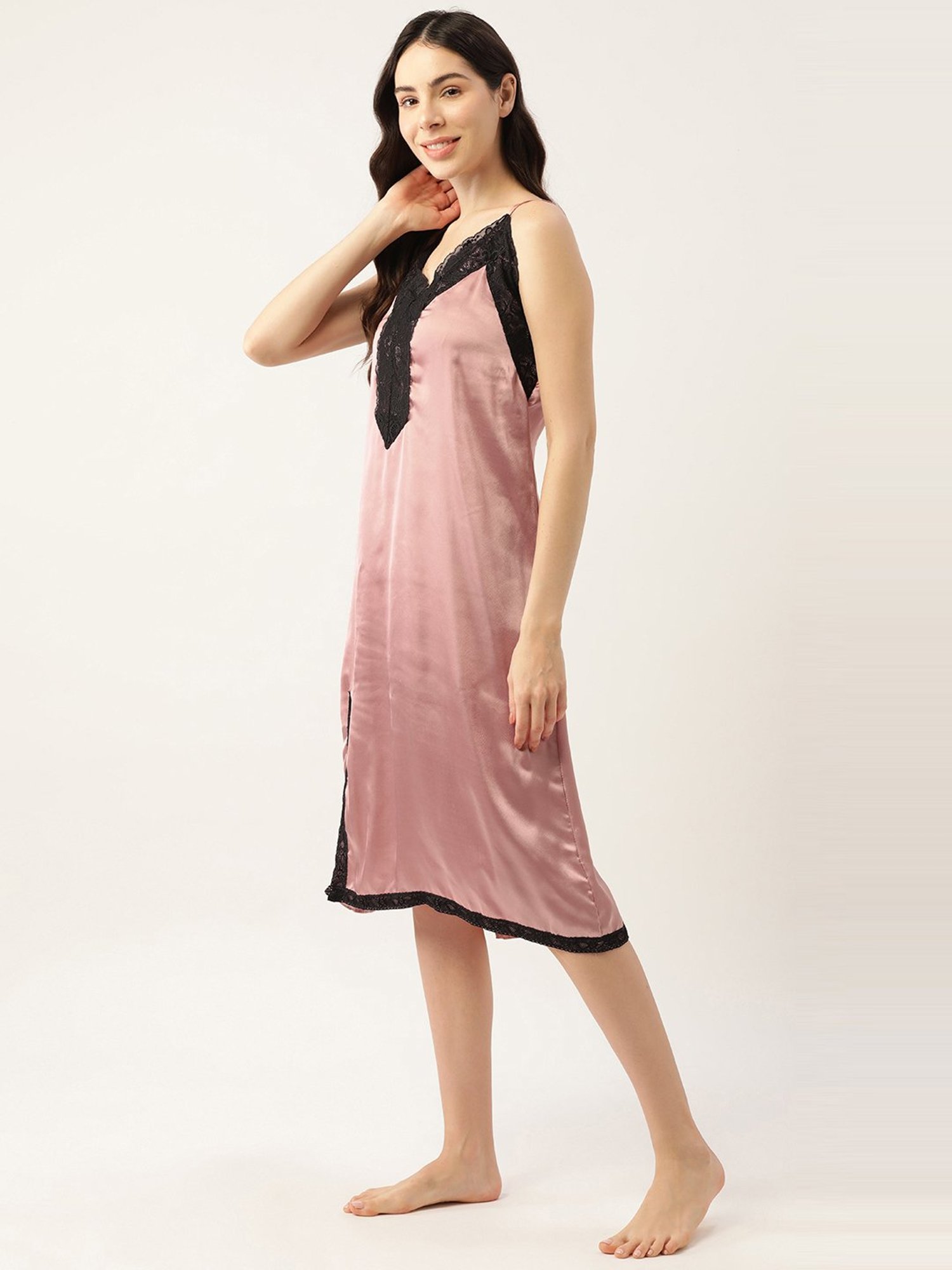 Ms.Lingies Pink Lace Work Nighty