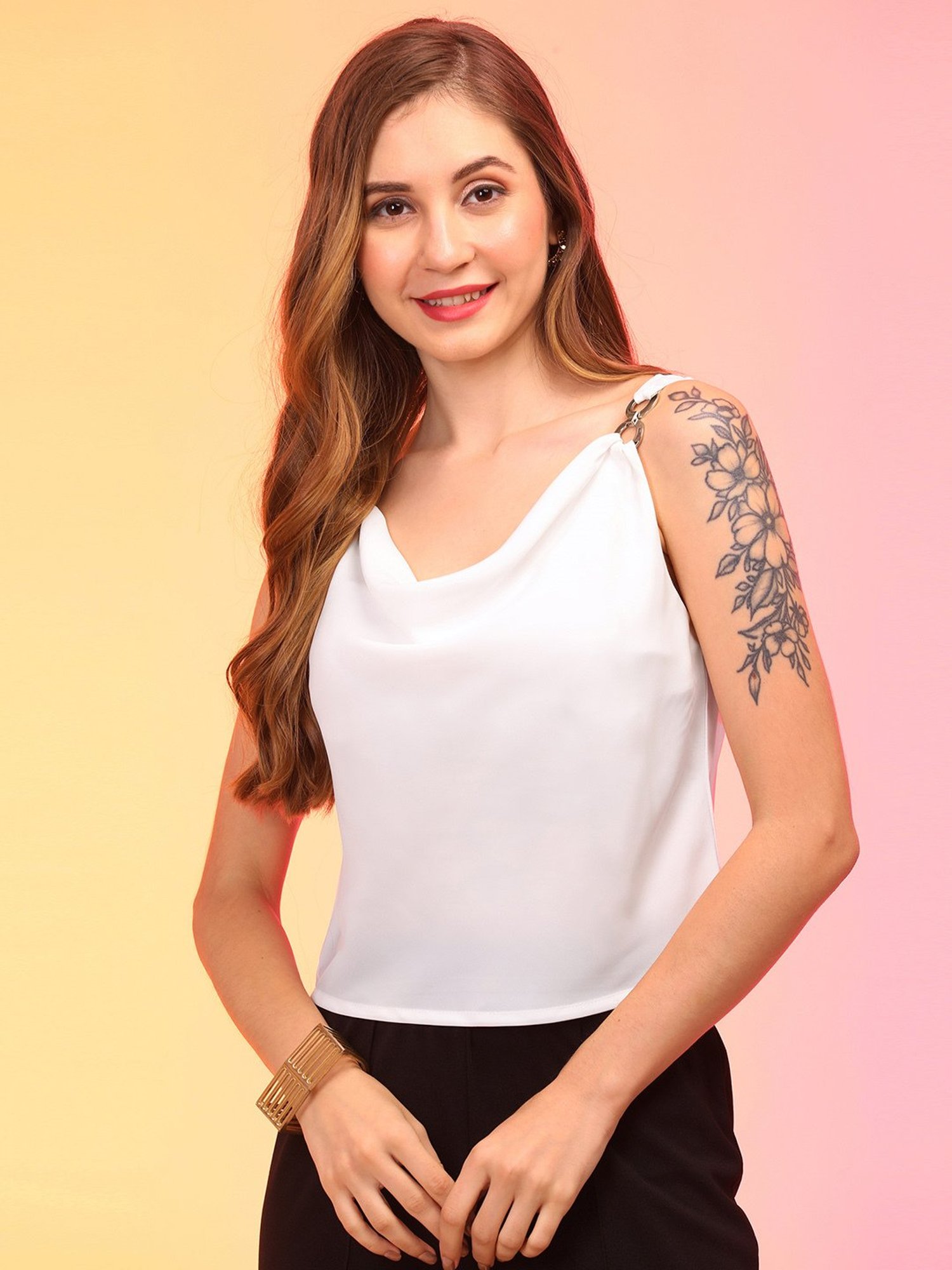 Globus White Regular Fit Top