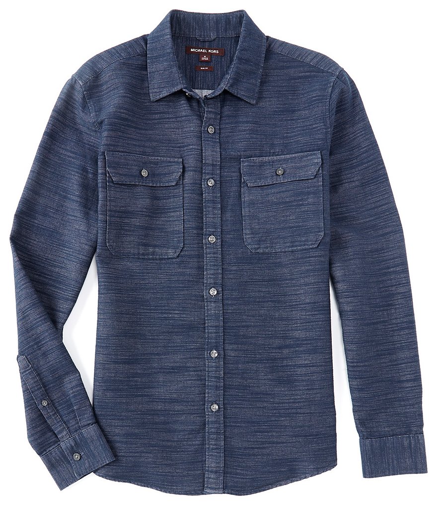 Michael Kors Slim-Fit Cotton Dobby Long-Sleeve Woven Shirt