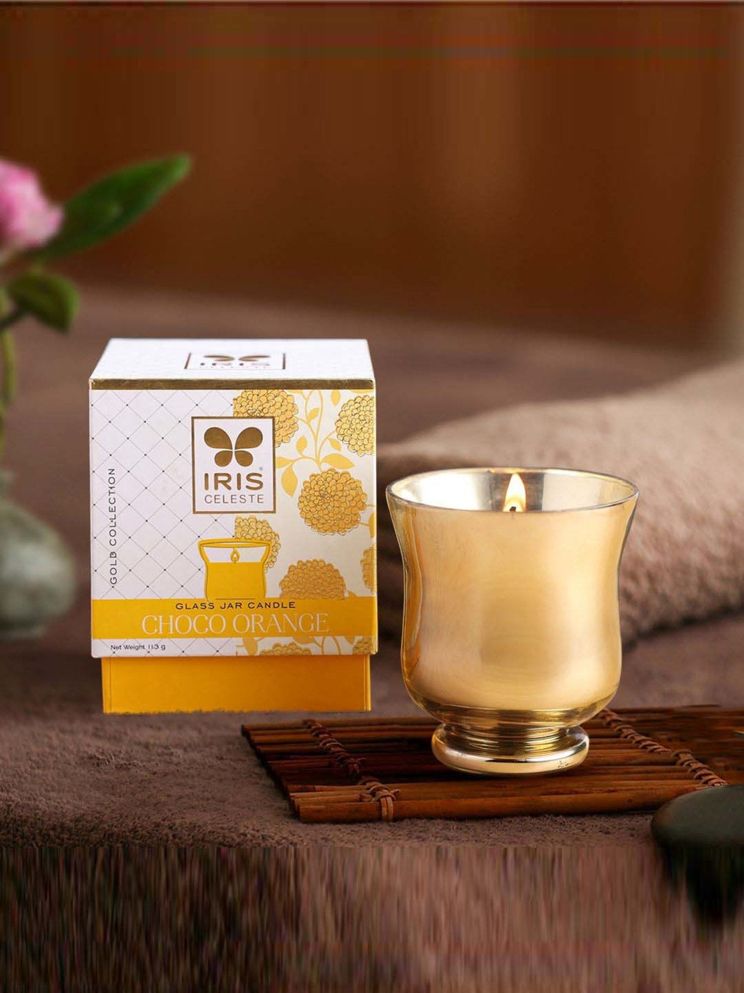 IRIS Gold Collection White Celeste Hurricane Choco Orange Fragrance Candle
