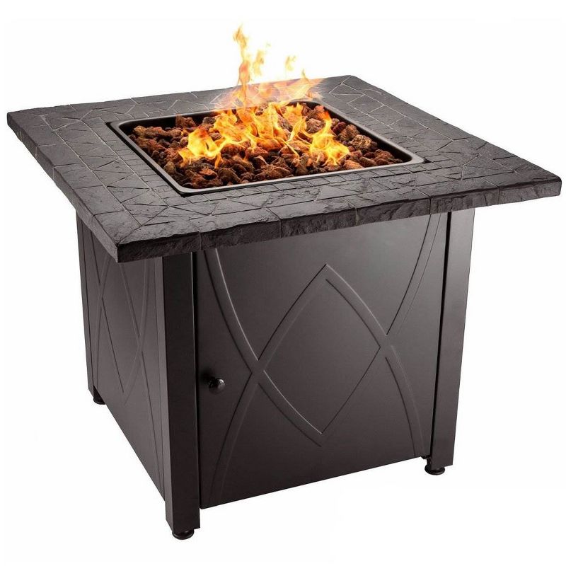 Endless Summer 30 inch Outdoor Gas Lava Rock Patio Fire Pit, Brown