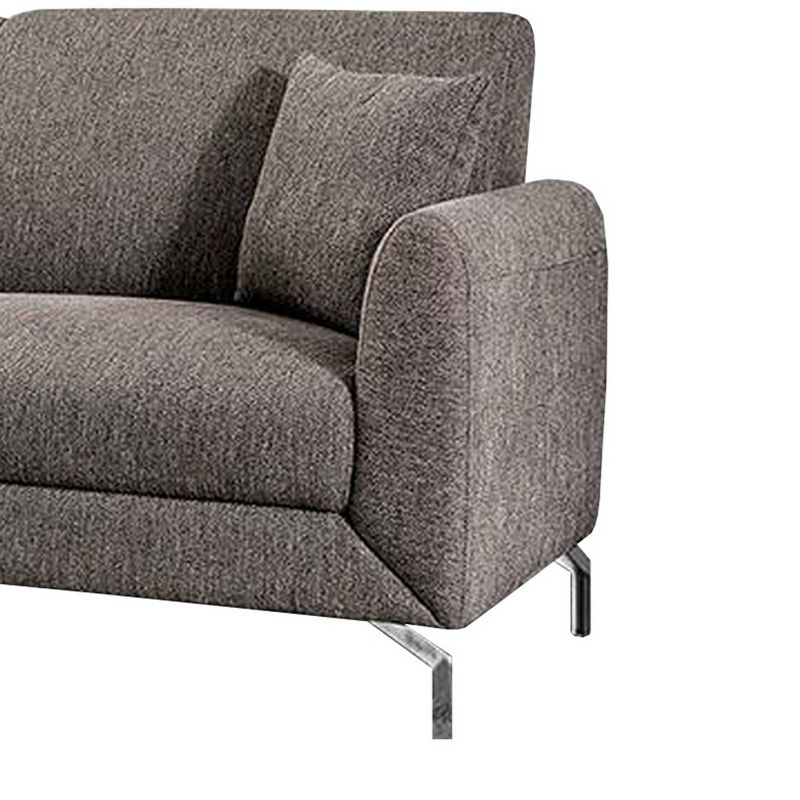 74" Sofa with Fabric Padded Seat and Metal Legs Dark Gray - Benzara