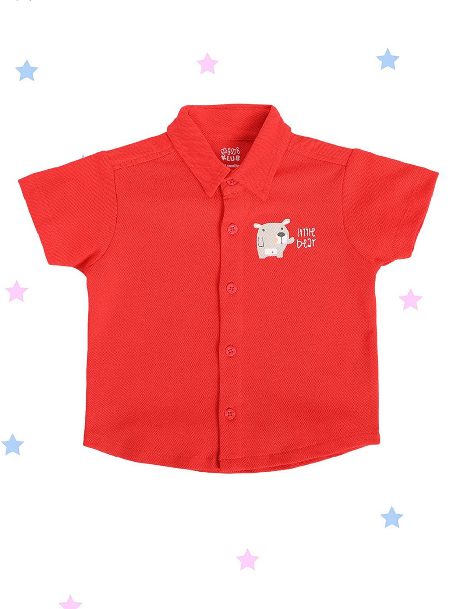 MINIKLUB Kids Red Solid Full Sleeves Shirt