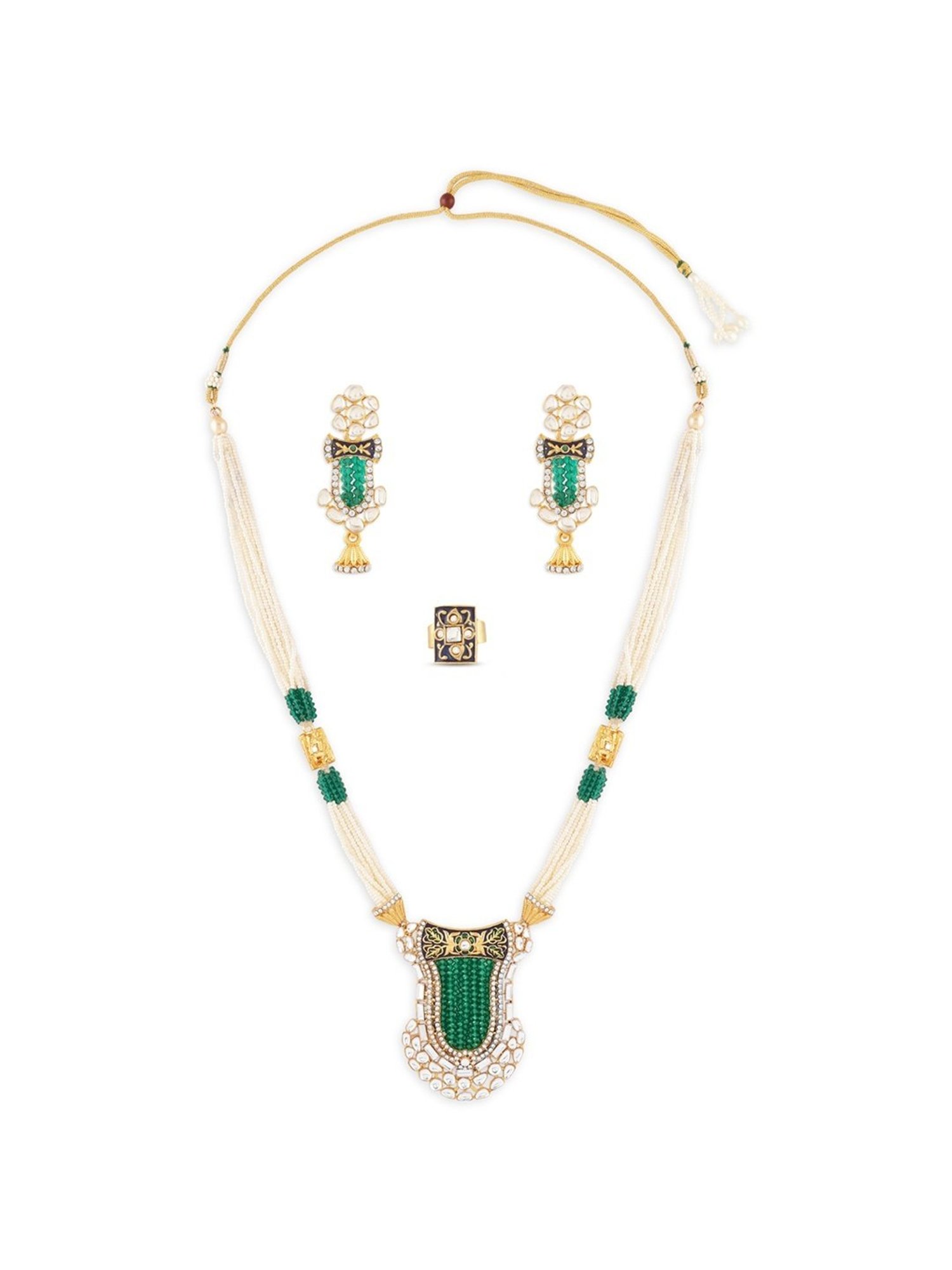 Sri Jagdamba Pearls White Alloy Classic Necklace & Earring Set