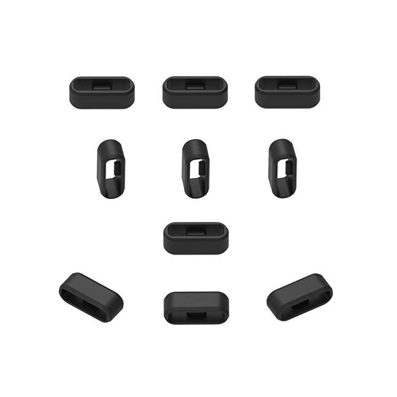 Fastener Ring for Garmin Vivosport Band Keeper (pack of 11) Silicone Security Loop for Garmin vivosport Smart Activity Tracker (Black)