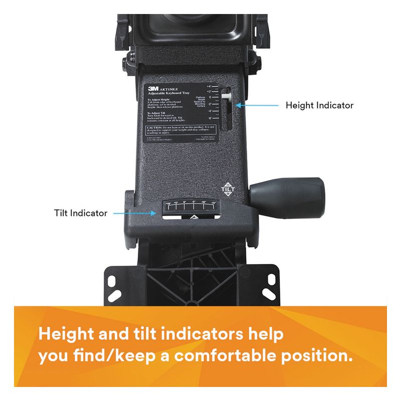 3M Sit/Stand Easy Adjust Keyboard Tray Highly Adjustable Platform Black AKT180LE