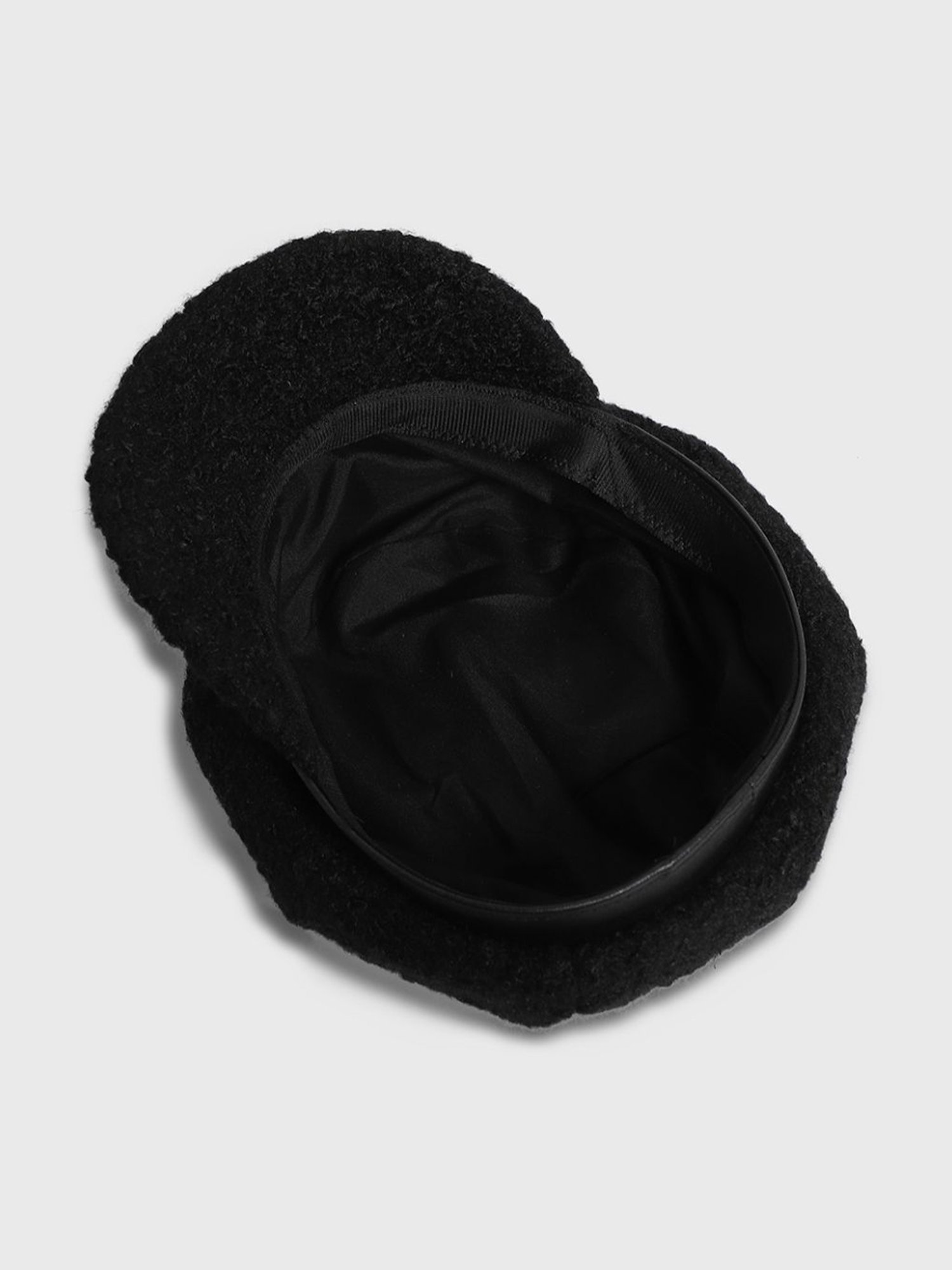 HauteSauce Black Sherpa Newsboy Cap