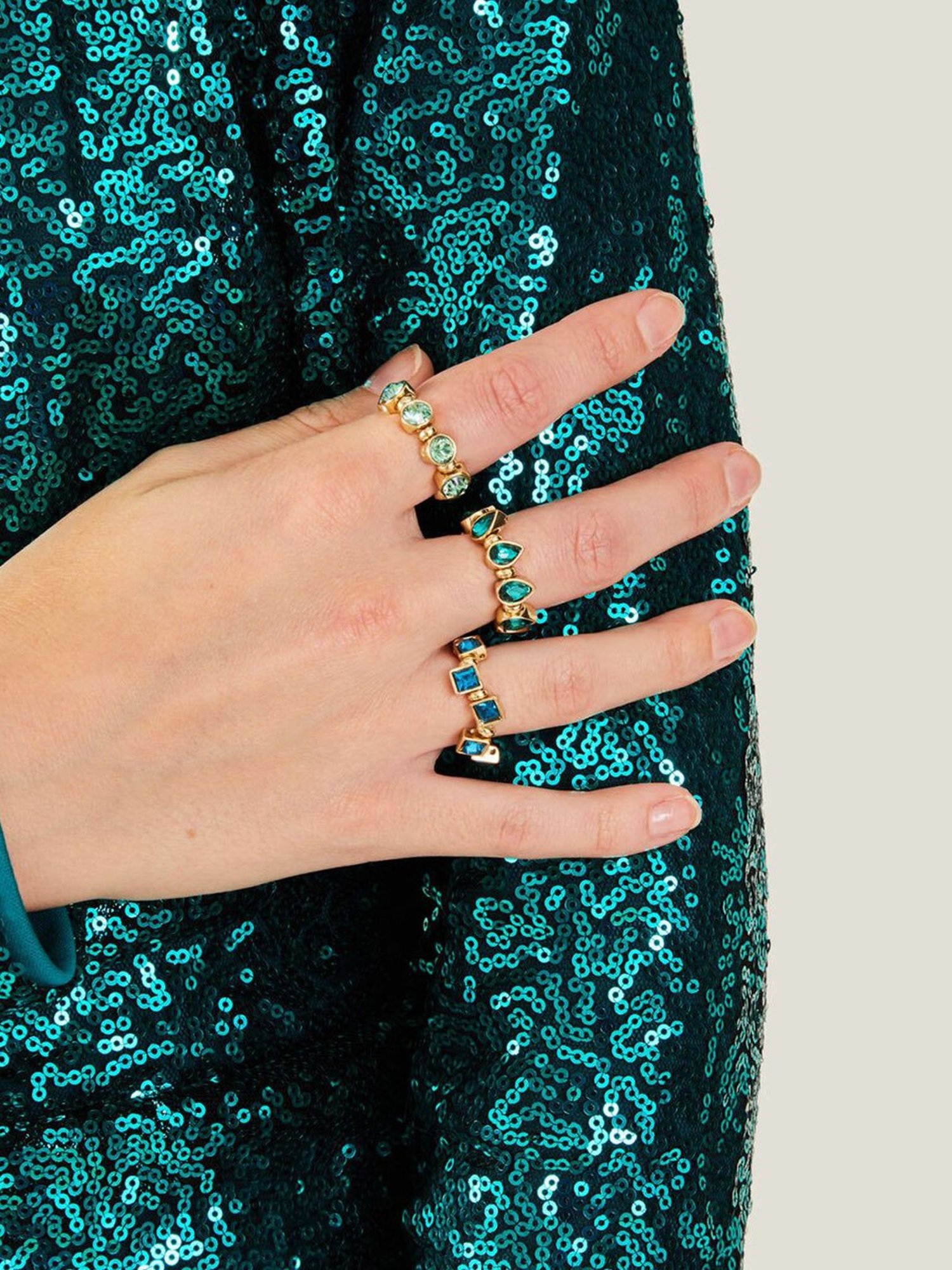 Accessorize London Women's Crystal Stacking Rings Set Of Three