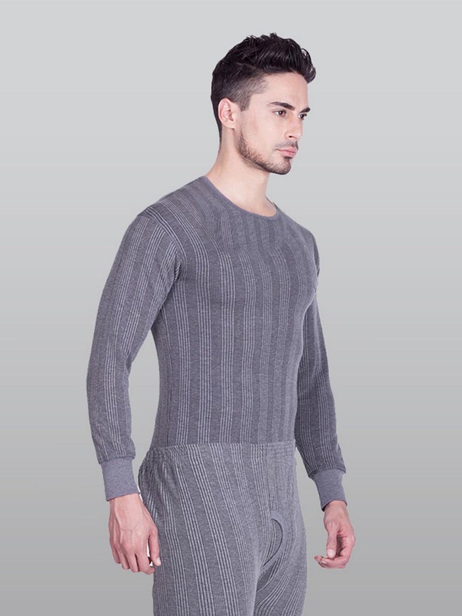 LUX Inferno Charcoal Skinny Fit Striped Thermal Top - Pack of 2