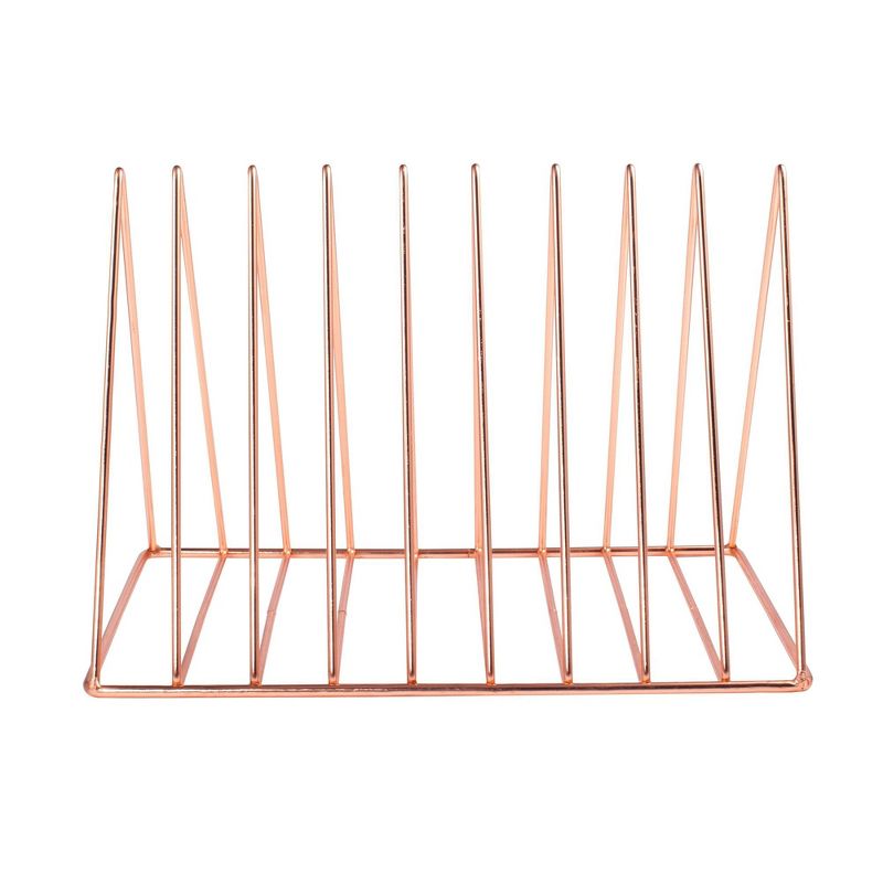 Zodaca Rose Gold Magazine Holder, 9 Slots File Sorter, Desk Organizer, Triangle 10.2x6.8x6.9