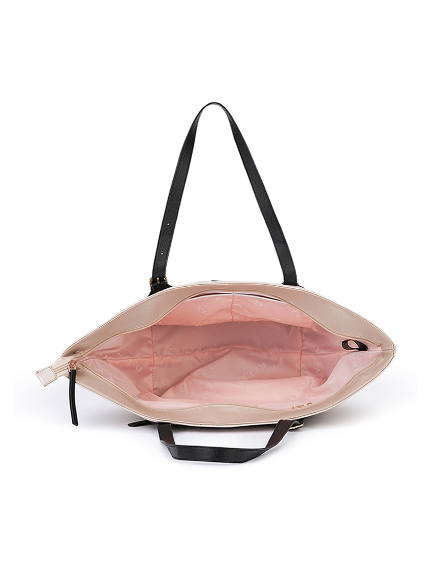 KLEIO Beige Large Leather Tote Handbag