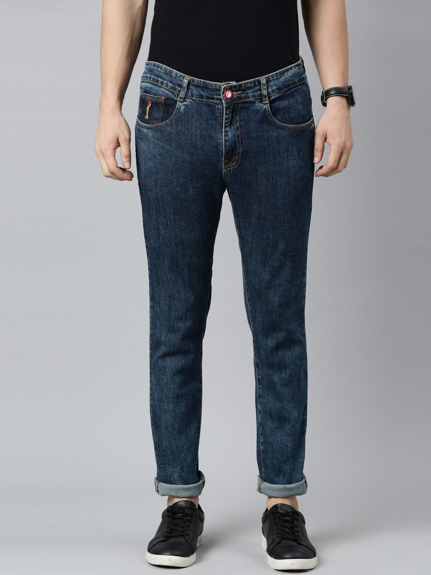 CINOCCI Cool Blue Cotton Slim Fit Jeans