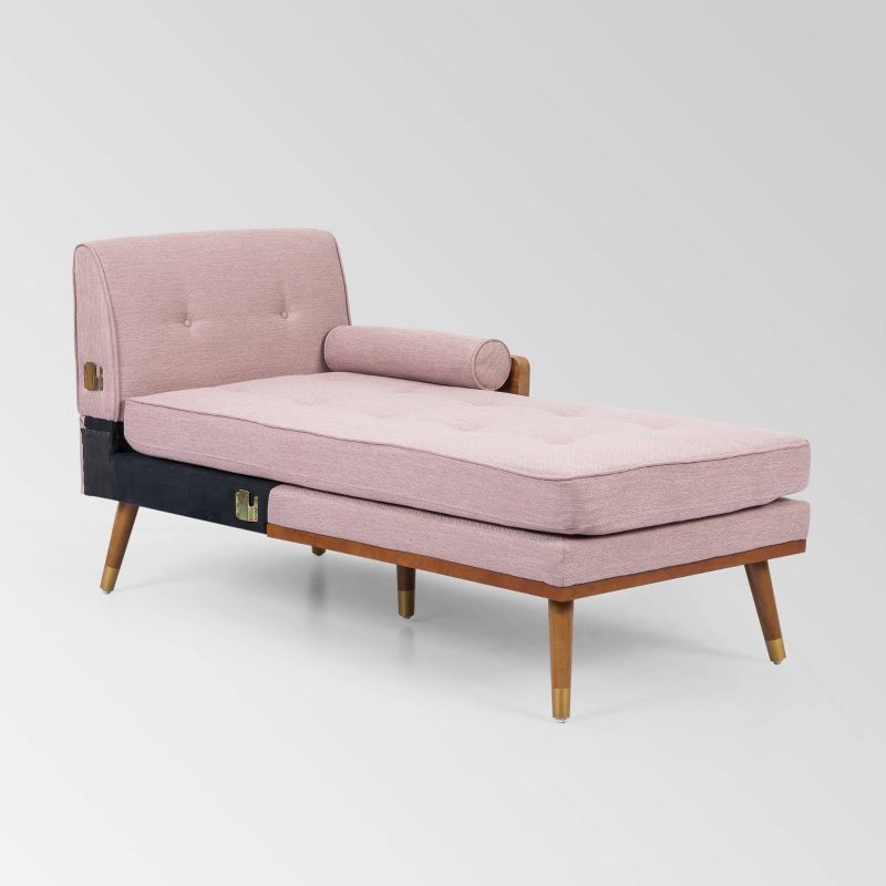 Fluhr Mid Century Modern Chaise Sectional Light Pink - Christopher Knight Home