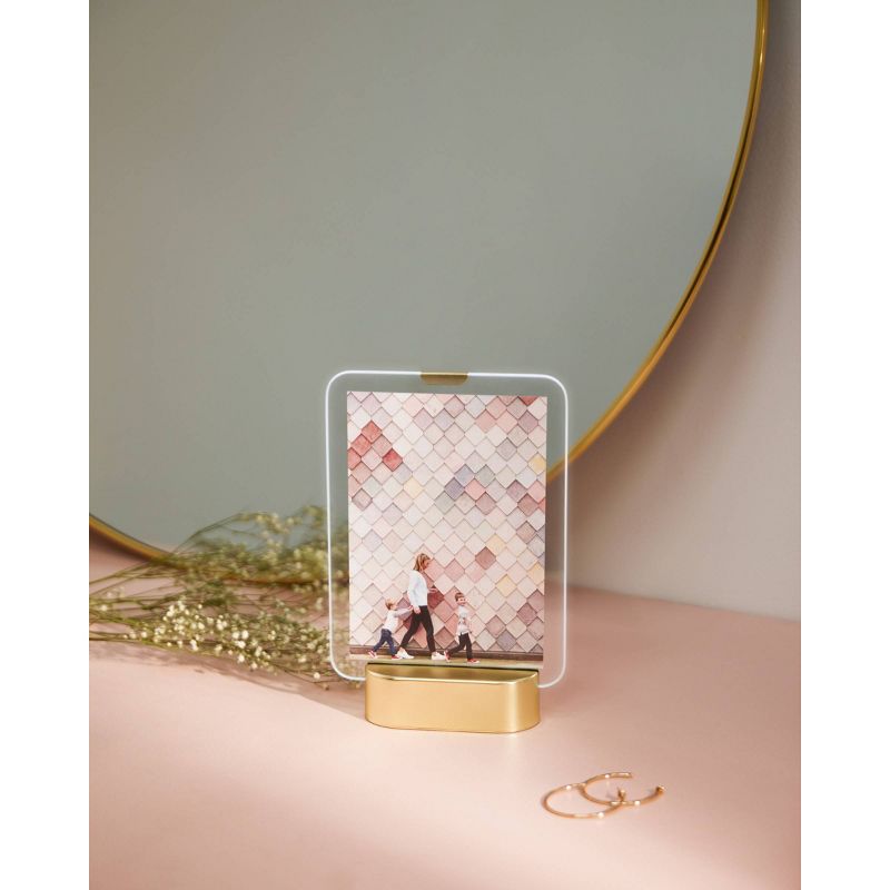 2" x 3" Glo Instant Photo Display Frame LED Matte Brass - Umbra
