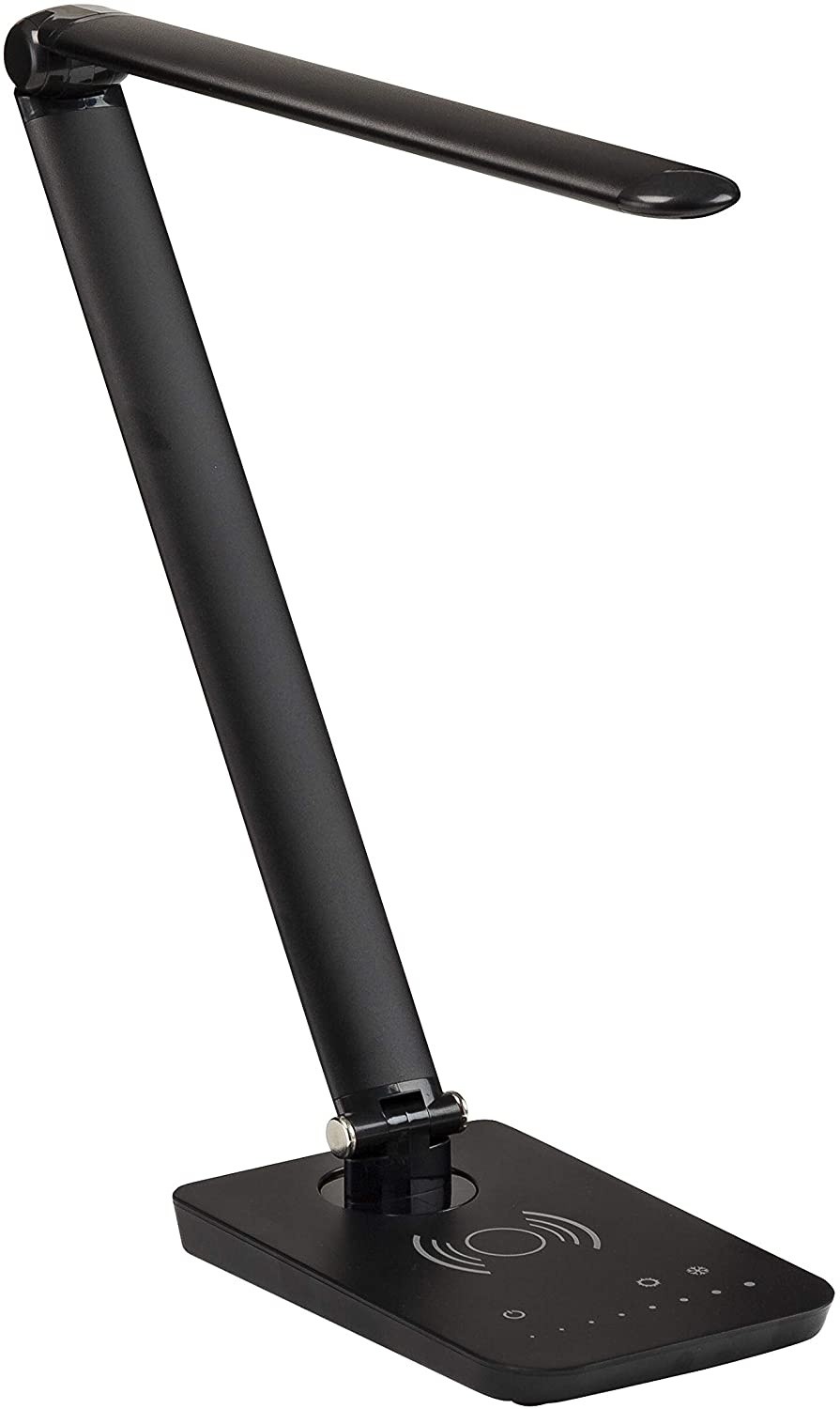 Safco Products Vamp LED Lamp with Pivoting Neck, Built-in Wireless Charging Pad, USB Port, Black