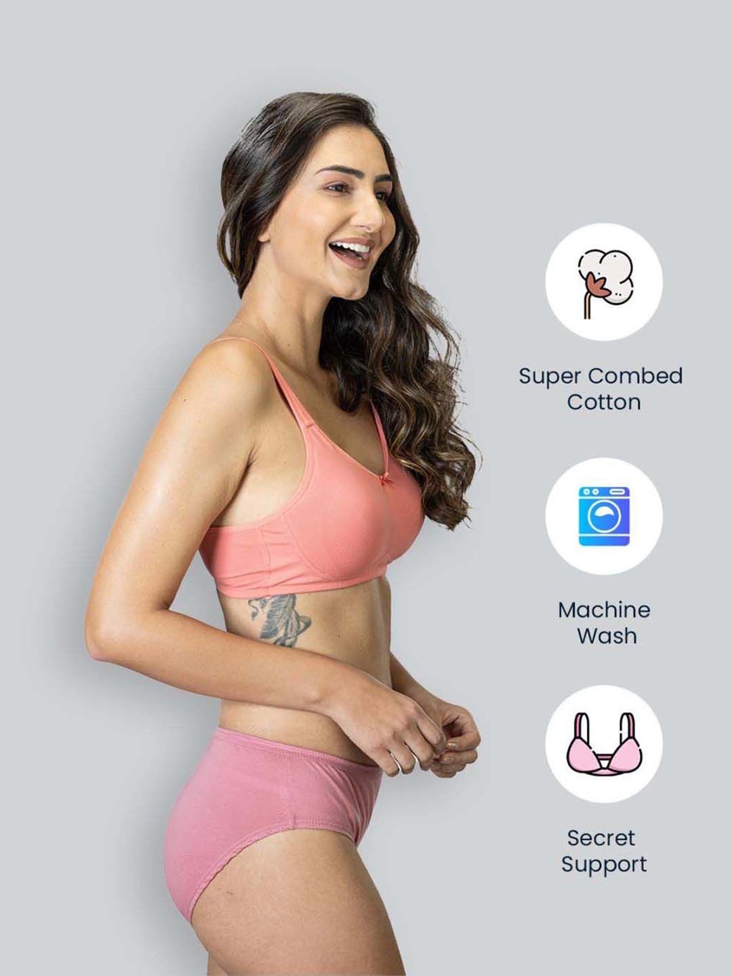 Lyra Peach Cotton T-Shirt Bra