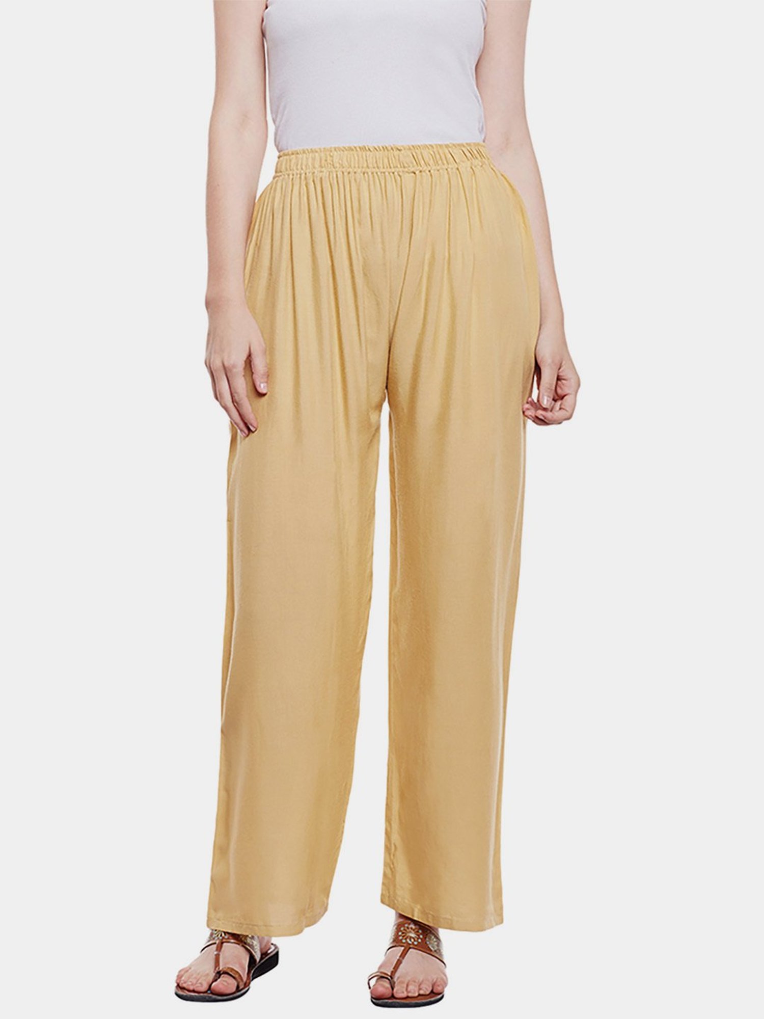 Castle Beige Straight Fit Palazzos