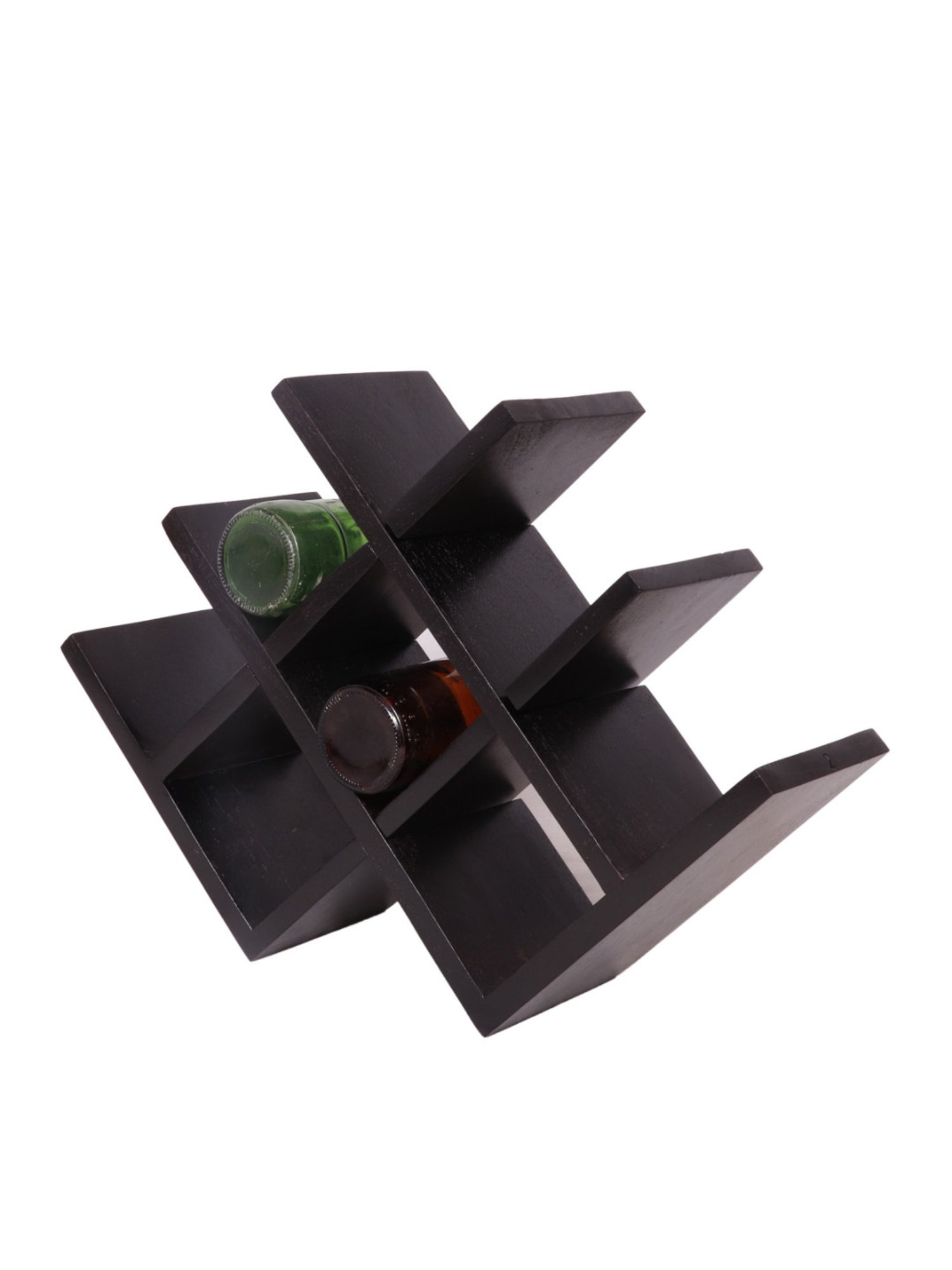 Ikiriya Kassel Solid Dark Brown Wood Wine Rack