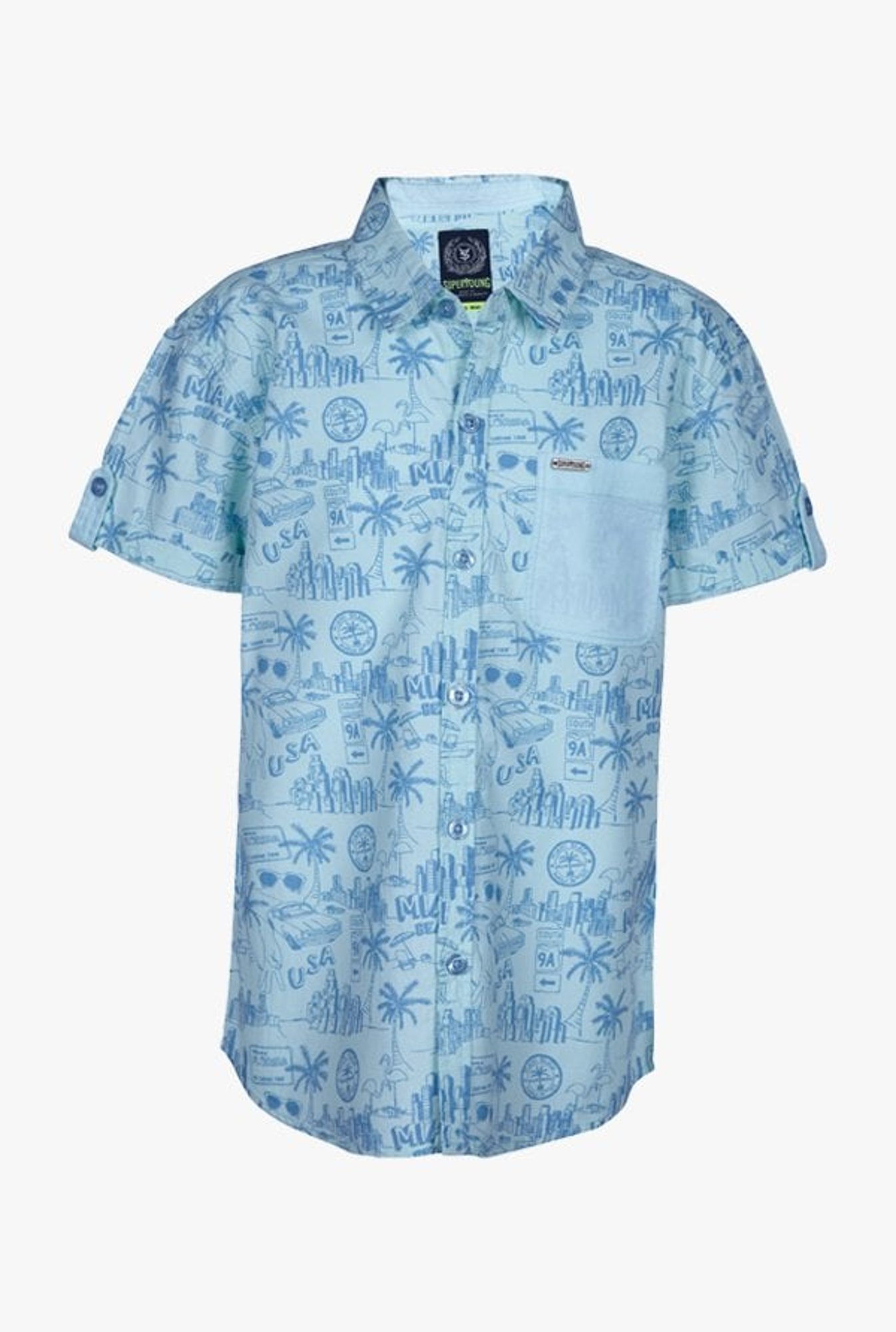 Superyoung Boys Light Blue Printed Shirt