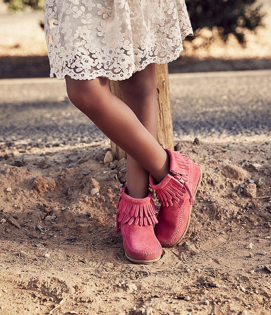 Minnetonka Girls' Double Fringe Suede Boots (Infant)