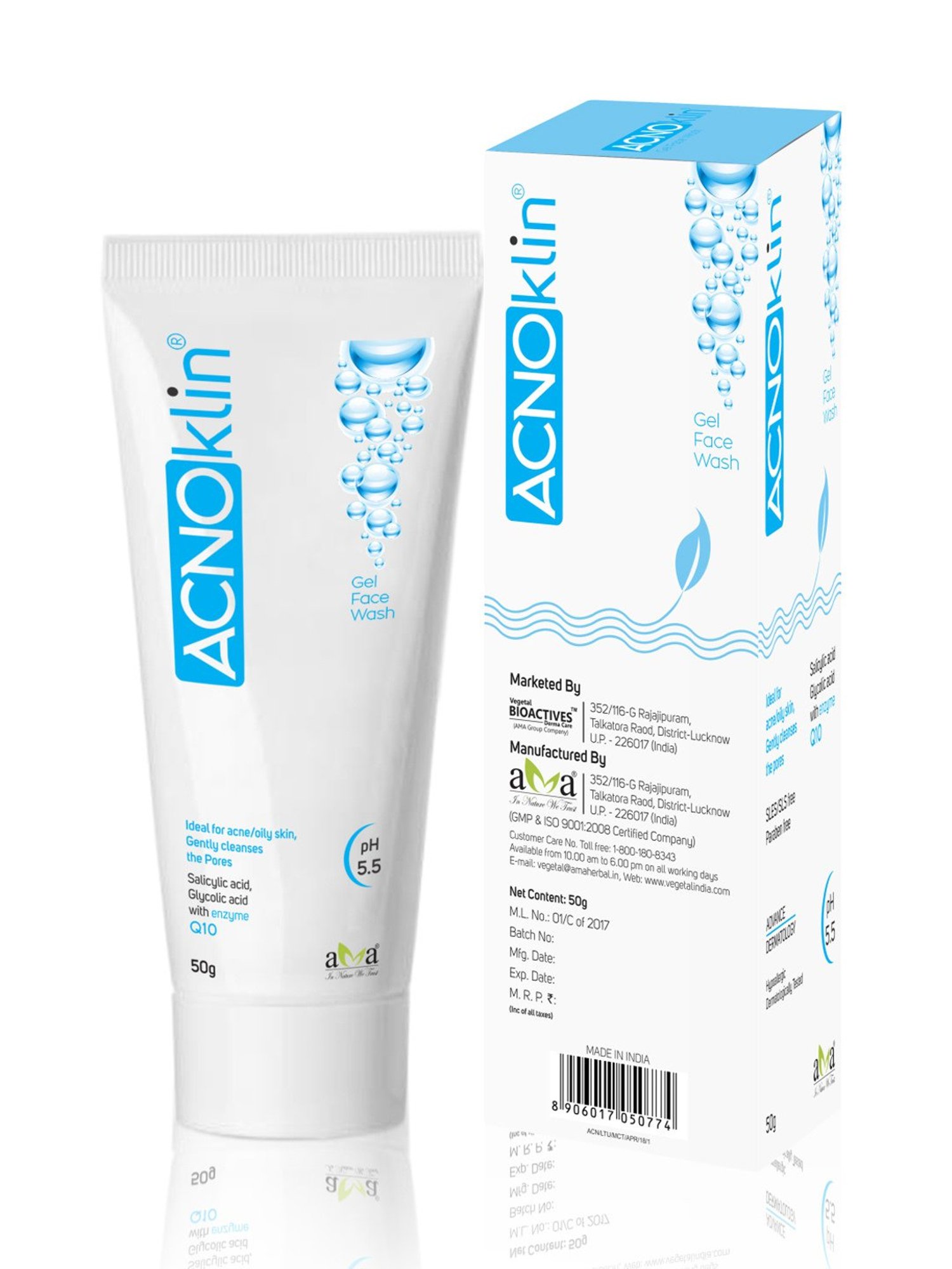 Vegetal Acnoklin-Rs Gel Face Wash - 50 gm