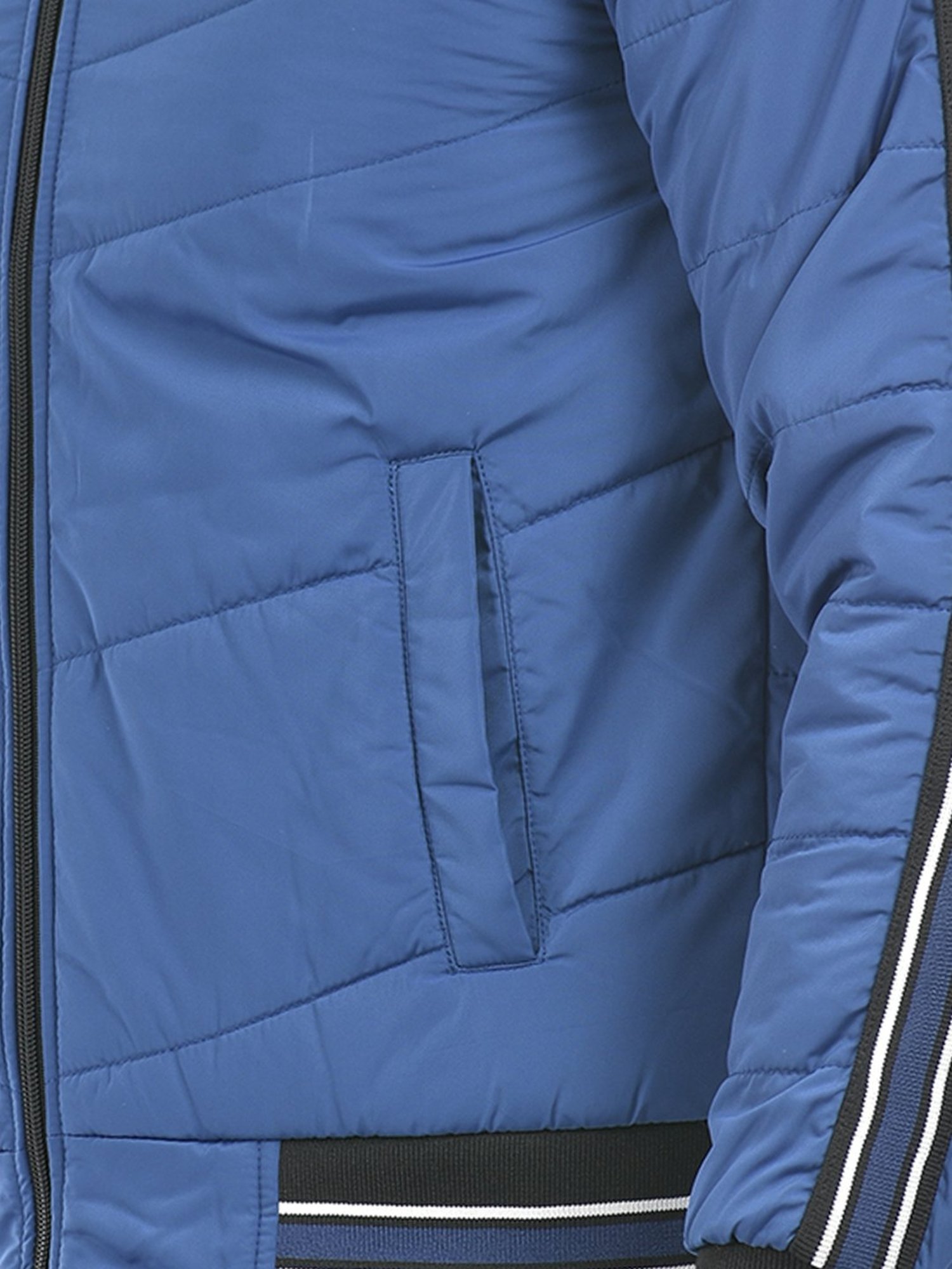 Integriti Blue & Black Regular Fit Striped Reversible Jacket