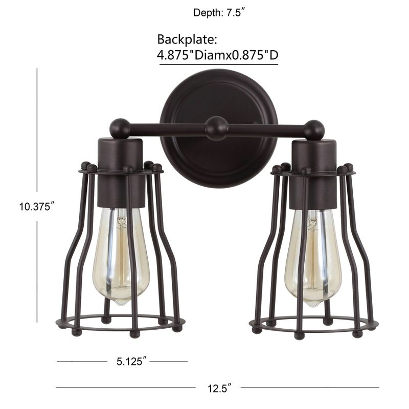 12.5" Metal Evelyn Vanity Wall Light Black - JONATHAN Y