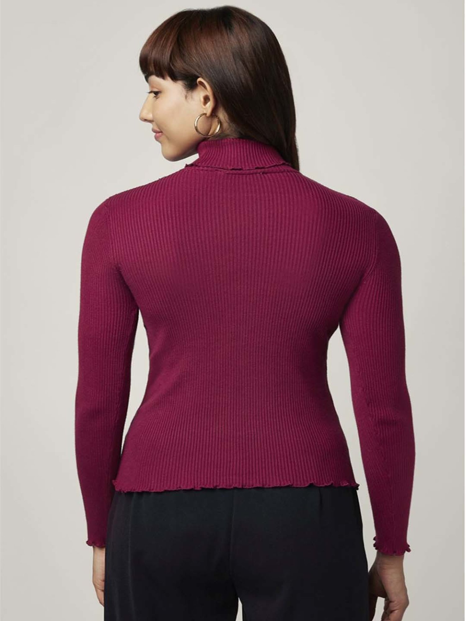 Honey by Pantaloons Maroon Slim Fit Sweater