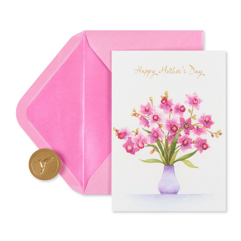 Mothers Day Greeting Card Vase of Orchids - PAPYRUS
