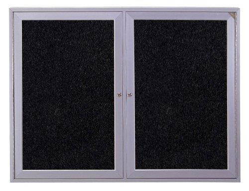 Ghent Recycled Rubber Tackboard Message Center - 36" Height x 48" Width - Black Rubber Surface - Silver Anodized Aluminum Frame