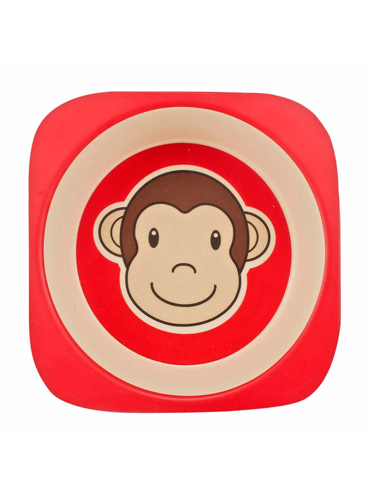 Baby Moo Monkey Red Bamboo Fiber Dinner Set
