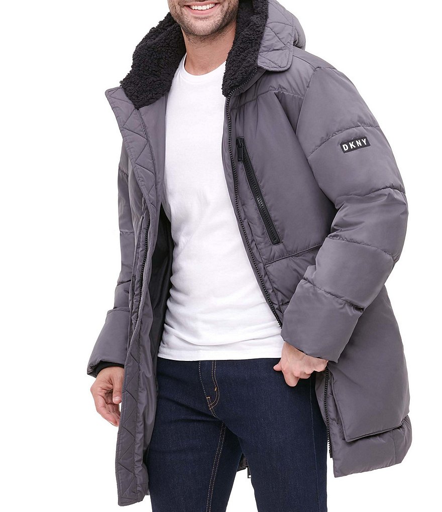 Cole Haan Hooded Down Zip Front Puffer Jacket