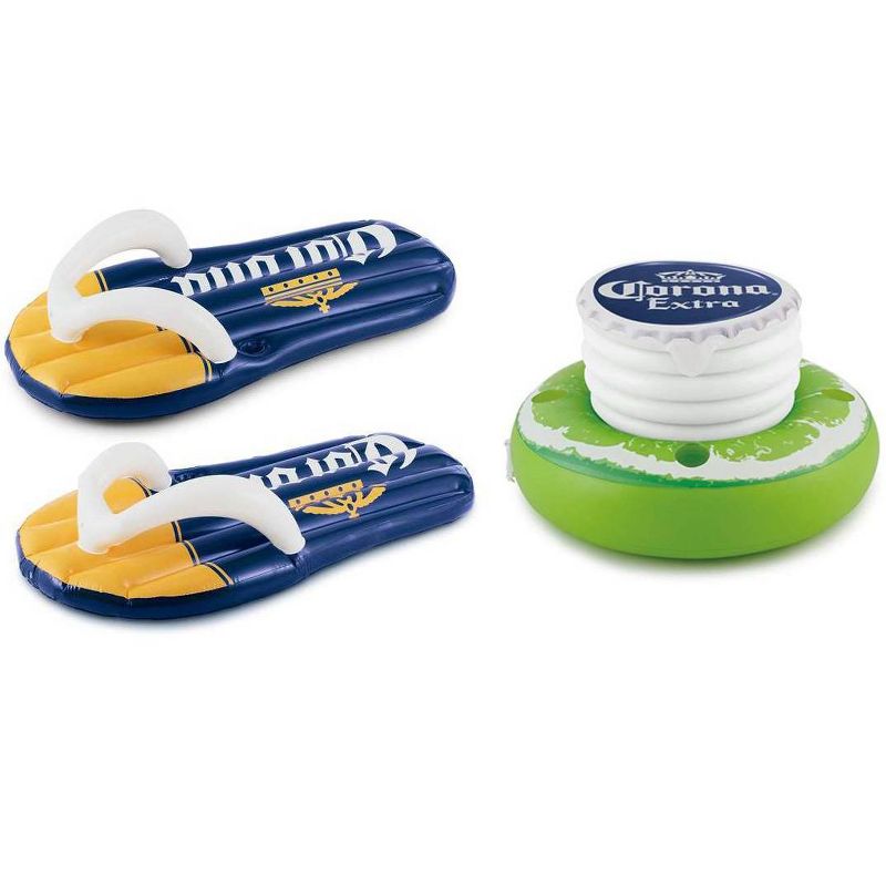 Corona Beer Inflatable Swimming Pool Flip Flop Pool Floats with Floating Cooler