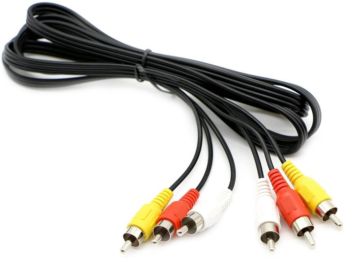 3 RCA Cable Audio Video Composite Male to Male DVD Cable (6 Feet)